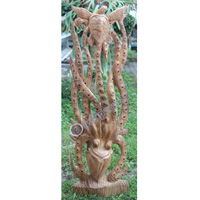 Wooden Octopus Wallhanging, Hand Carved From Suar Wood