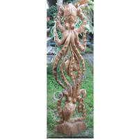 Wooden Octopus Wallhanging, Hand Carved From Suar Wood