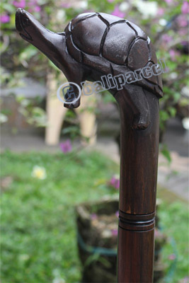 Wooden Turtle Walking Stick, Hand Carved From Sono Wood