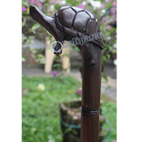 Wooden Turtle Walking Stick, Hand Carved From Sono Wood