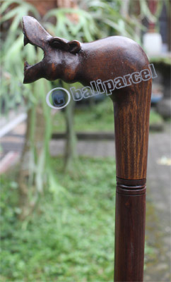 Wooden Rhinoceros Walking Stick, Hand Carved From Sono Wood