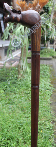 Wooden Rhinoceros Walking Stick, Hand Carved From Sono Wood