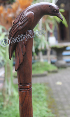 Wooden Bird Walking Stick, Hand Carved From Sono Wood