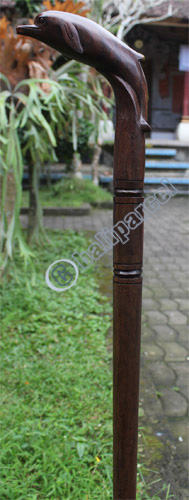 Wooden Dolphin Walking Stick, Hand Carved From Sono Wood