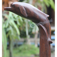 Wooden Dolphin Walking Stick, Hand Carved From Sono Wood