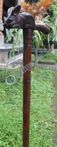 Wooden Rabbit Walking Stick, Hand Carved From Sono Wood
