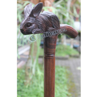 Wooden Rabbit Walking Stick, Hand Carved From Sono Wood