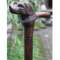 Wooden Dog Head Walking Stick, Hand Carved From Sono Wood