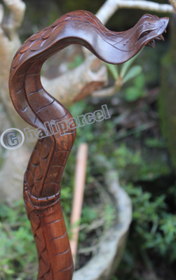 Wooden Cobra Walking Stick, Hand Carved From Sono Wood