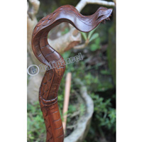 Wooden Cobra Walking Stick, Hand Carved From Sono Wood
