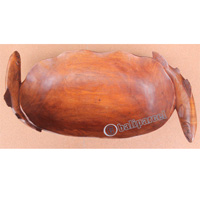 Wooden Salmon Fish Bowl, Hand Carved From Suar Wood
