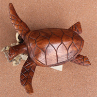 Wooden Turtle On Parasite Wood, Hand Carved From Suar Wood