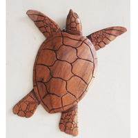 Wooden Turtle Wallhanging, Hand Carved From Suar Wood