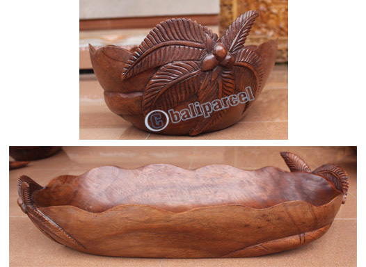 Wooden Bowl With 2 Palms, Handcrafted FromSuar Wood