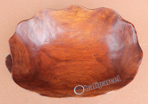 Wooden Bowl With 1 Palm, Hand  Carved From Suar Wood