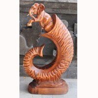 Wooden Elephant , Hand Carved From Suar Wood