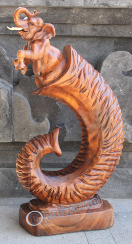 Wooden Elephant , Hand Carved From Suar Wood