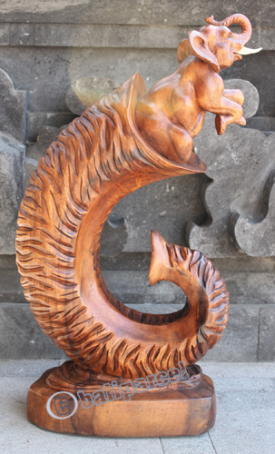 Wooden Elephant , Hand Carved From Suar Wood