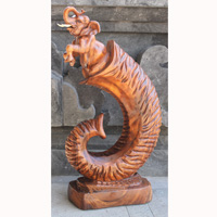 Wooden Elephant , Hand Carved From Suar Wood