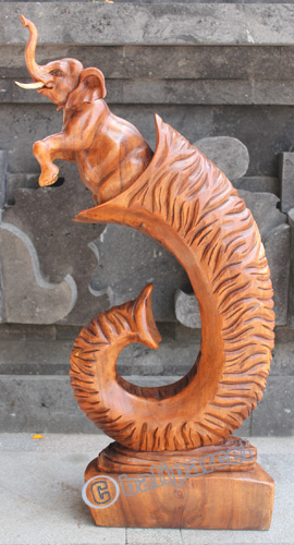 Wooden Elephant , Hand Carved From Suar Wood