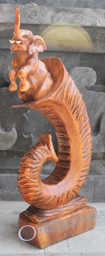Wooden Elephant , Hand Carved From Suar Wood