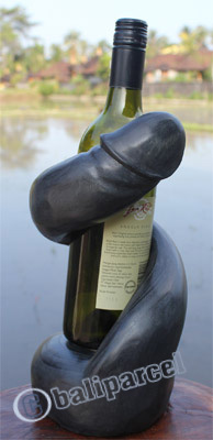 Wooden Wine Bottle Holder, Hand Carved From Suar Wood