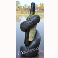 Wooden Wine Bottle Holder, Hand Carved From Suar Wood