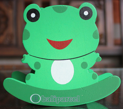 Wooden Frog Coin Box, Hand Carved From Albesia Wood