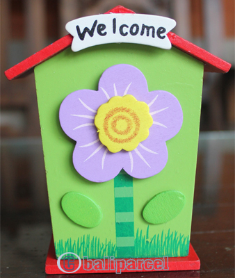 Wooden House Coin Box, Hand Carved From Albesia Wood