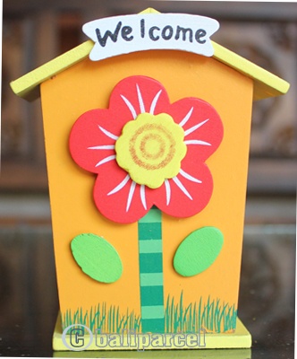 Wooden House Coin Box, Hand Carved From Albesia Wood