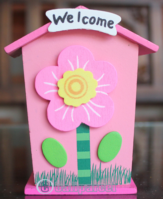 Wooden House Coin Box, Hand Carved From Albesia Wood