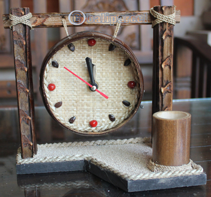 Clock Made From Natural Material, Like Coconut Shell, Bamboo, And Sand
