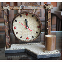 Clock Made From Natural Material, Like Coconut Shell, Bamboo, And Sand