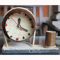 Clock Made From Natural Material, Like Coconut Shell, Bamboo, And Sand