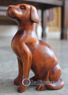 Wooden Dog, Hand Carved From Suar Wood