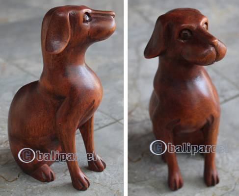 Wooden Dog, Hand Carved From Suar Wood