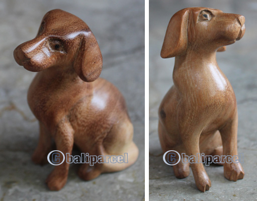 Wooden Dog, Hand Carved From Suar Wood