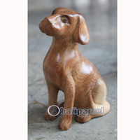 Wooden Dog, Hand Carved From Suar Wood