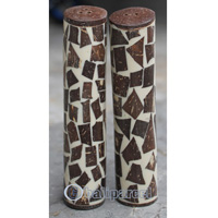 Salt And Pepper Shaker, Handmade From Resin Inlaid With Coconut Shell