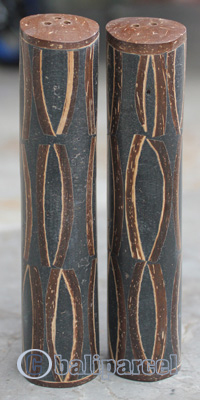 Salt And Pepper Shaker, Handmade From Resin Inlaid With Coconut Shell