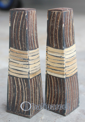 Salt And Pepper Shaker, Handmade From Resin Inlaid With Coconut Shell