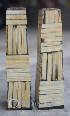 Salt And Pepper Shaker, Handmade From Resin Inlaid With Bamboo