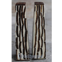 Salt And Pepper Shaker, Handmade From Resin Inlaid With Coconut Shell