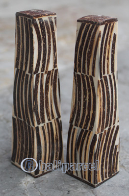 Salt And Pepper Shaker, Handmade From Resin Inlaid With Coconut Shell