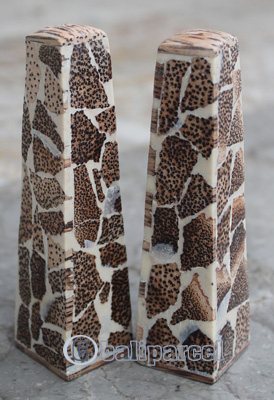 Salt And Pepper Shaker, Handmade From Resin Inlaid With Coconut Wood