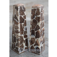 Salt And Pepper Shaker, Handmade From Resin Inlaid With Coconut Wood