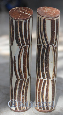 Salt And Pepper Shaker, Handmade From Resin Inlaid With Coconut Shell
