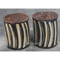 Salt And Pepper Shaker, Handmade From Resin Inlaid With Coconut Shell
