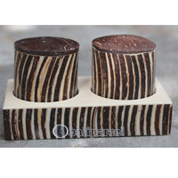 Salt And Pepper Shaker, Handmade From Resin Inlaid With Coconut Shell