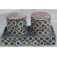 Salt And Pepper Shaker, Handmade From Resin Inlaid With Bamboo